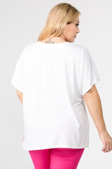 Women's Short Sleeve V-Neck Oversized Top (XL only) style 3