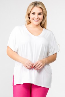 Women's Short Sleeve V-Neck Oversized Top (XL only) style 4