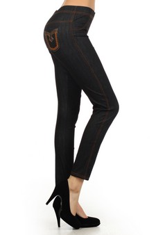Lady's Fashion Jegging with Designery Back Pocket Embroidery Stitched