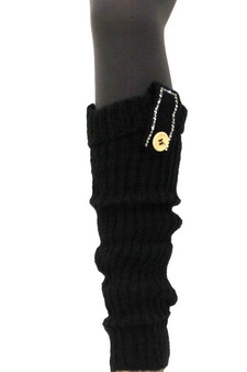 RIB KNIT LEGWARMERS WITH EMBELLISHED BUTTON TAB style 4