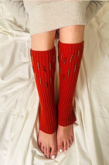 Women's Vertical Stud Design Leg Warmers