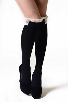 Lady's Fashion Laced Boot Socks style 2