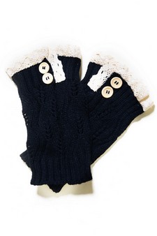 Women's Crochet Button Trim Short Leg Warmers