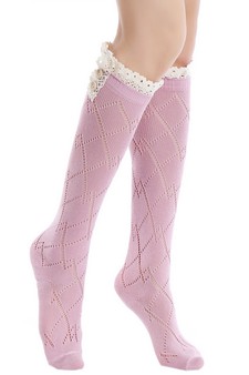 Women's Crochet Button Cuff Knee High Socks style 7