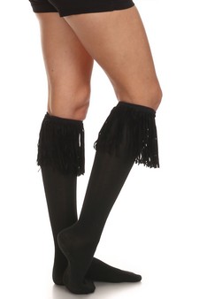 Women's Fringe Cuff Knee-High Socks style 2