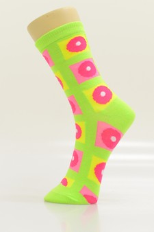 3 Single Pair Bundle Pack Lady's Novelty Crew Socks style 4