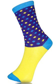 **NY ONLY**Novelty Diamond Color Block Print Crew Socks style 2