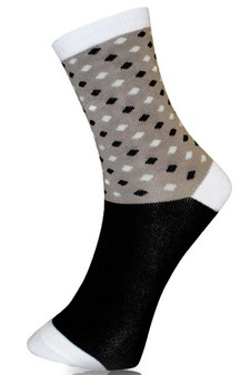 **NY ONLY**Novelty Diamond Color Block Print Crew Socks style 3