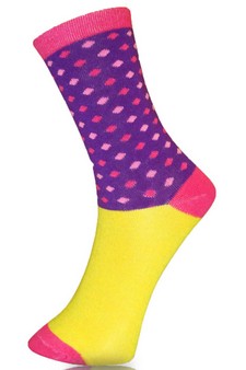 **NY ONLY**Novelty Diamond Color Block Print Crew Socks style 4