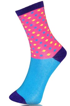 **NY ONLY**Novelty Diamond Color Block Print Crew Socks style 5