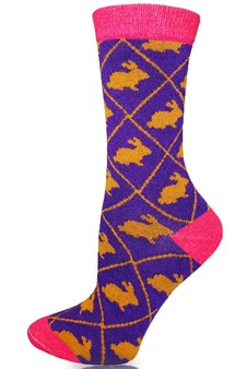 Novelty Bunny Print Crew Socks style 2