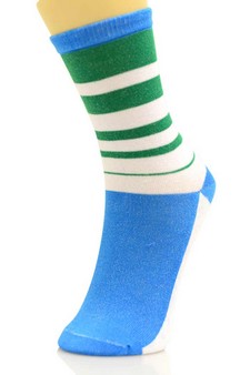 Ladies Striped Crew Socks style 6