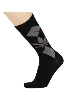 Men's Cotton Blended Marijuana Leaf  Print Dress Socks style 2