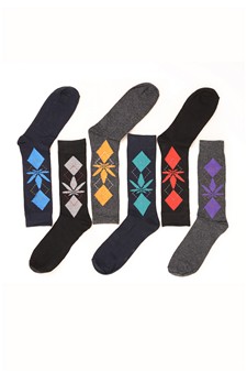 Men's Cotton Blended Marijuana Leaf  Print Dress Socks style 7
