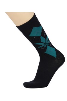 Men's Cotton Blended Marijuana Leaf  Print Dress Socks
