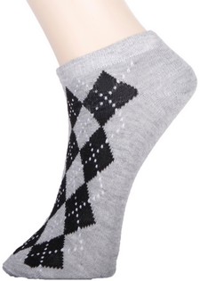 3 Pair Pack Mini Argyle Print Design Low Cut Design Spandex Socks style 2