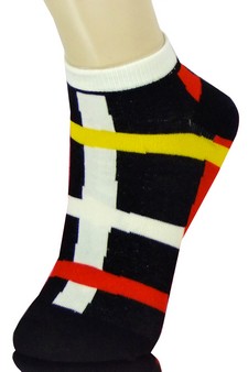 BRIGHT BASKET WEAVE LINES LOW CUT SOCKS style 2