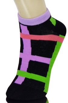 BRIGHT BASKET WEAVE LINES LOW CUT SOCKS style 3