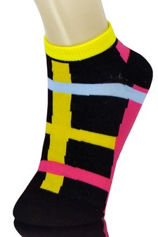 BRIGHT BASKET WEAVE LINES LOW CUT SOCKS style 4