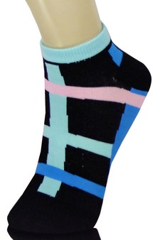 BRIGHT BASKET WEAVE LINES LOW CUT SOCKS style 5