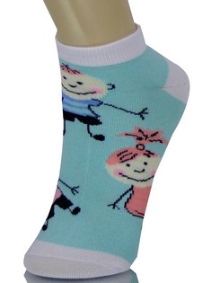 HAPPY STICK FIGURE CHILDREN LOW CUT SOCKS style 2