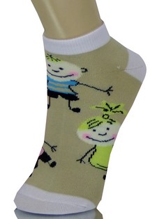 HAPPY STICK FIGURE CHILDREN LOW CUT SOCKS style 3