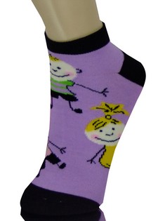 HAPPY STICK FIGURE CHILDREN LOW CUT SOCKS style 4