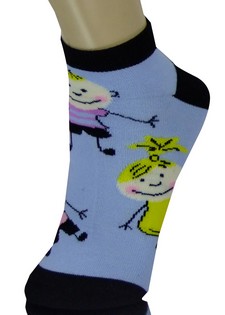 HAPPY STICK FIGURE CHILDREN LOW CUT SOCKS style 5