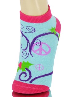 PEACE SIGN AND SWIRLY HEART LOW CUT SOCKS