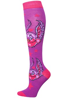 Sparrow Heart Print Knee-High Socks style 5