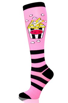 Popcorn Striped Print Knee High Socks style 3