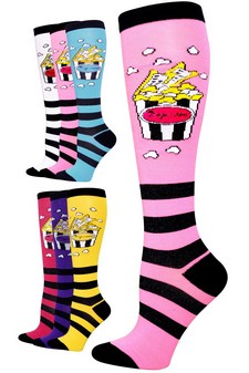 Popcorn Striped Print Knee High Socks style 7