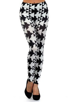 Lady's Pyramid Geometric Shapes Printed Seamless Fashion Leggings style 2