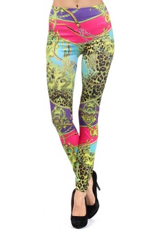 Lady's Mercury with Straps and Safari Printed Seamless Fashion Leggings style 2