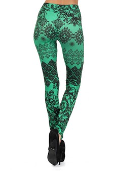 Lady's Bandana Frame Collage Printed Seamless Fashion Leggings style 2