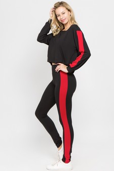 Women's Varsity Striped Crop Top & Leggings 2-Piece Set