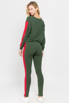 Women's Varsity Striped Crop Top & Leggings 2-Piece Set style 3