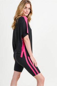 Women's Varsity Striped Top and Bike Short Set style 2