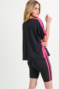 Women's Varsity Striped Top and Bike Short Set style 3