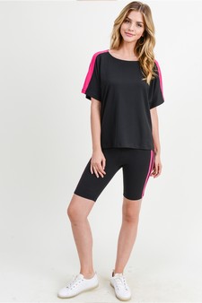 Women's Varsity Striped Top and Bike Short Set style 4