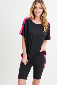 Women's Varsity Striped Top and Bike Short Set style 5