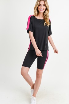 Women's Varsity Striped Top and Bike Short Set style 6