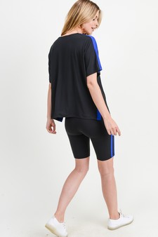 Women's Varsity Striped Top and Bike Short Set style 3
