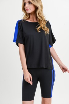 Women's Varsity Striped Top and Bike Short Set style 5