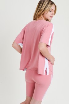 **NY ONLY** Women's Varsity Striped Top and Bike Short Set style 8