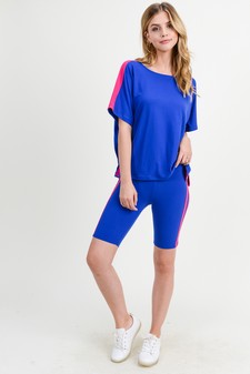 Women's Varsity Striped Top and Bike Short Set style 5