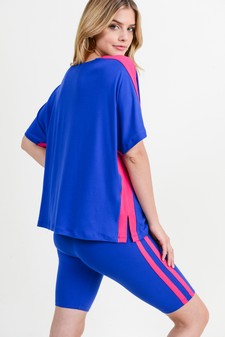 Women's Varsity Striped Top and Bike Short Set style 6