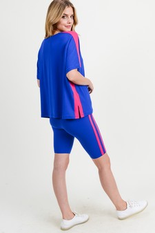 Women's Varsity Striped Top and Bike Short Set style 7