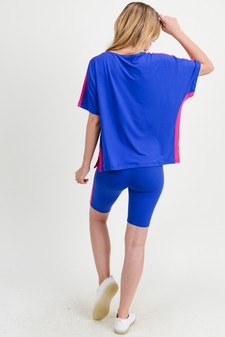 Women's Varsity Striped Top and Bike Short Set style 8