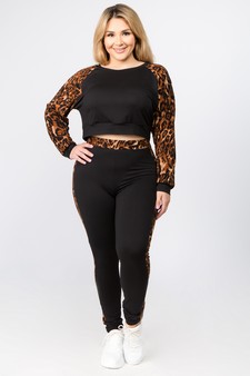 Women's Leopard Side Stripe Two Piece Set style 2